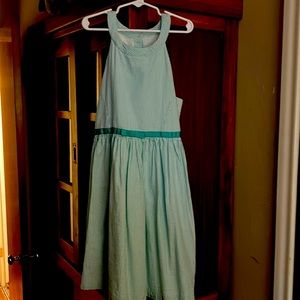 Girls size 12 Gymboree green striped sleeveless dress.